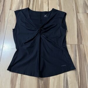 Patagonia Women's Sz L Bandha Top Swirl Knotted Black Sleeveless Active Hiking